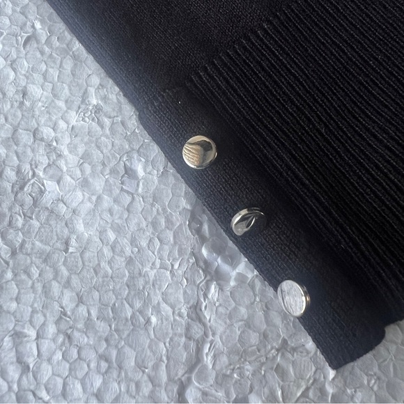 Chico's Black Lightweight Long Sleeve Sweater with Silver Buttons- Size 3(XL/16) - Picture 4 of 11